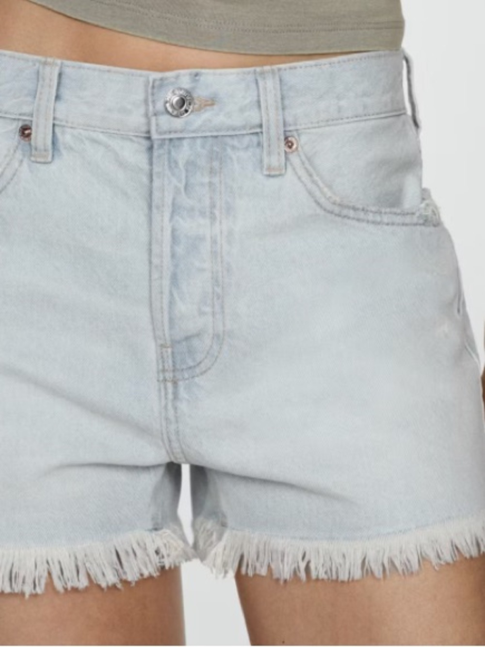 Mango Light Blue Frayed Hem Denim Shorts NWT SIZE 0